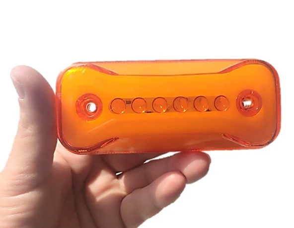 6 Adet Neon Ledli Mercekli Yan Dorse Kasa Lambası 12-24 Volt Turuncu - Resim 3