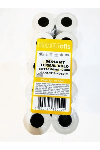 Umur Ofis 56x14 metre Termal Rulo 10'lu Paket - Kısa Boy /
