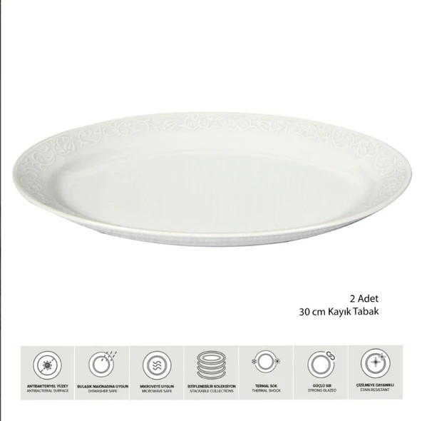 Güral Porselen Bahar Dalı 2'li Kayık Tabak Seti 30 Cm - Resim 7