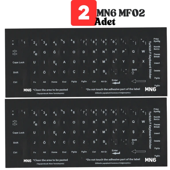 MN6 MF02 Türkçe F Klavye Etiketi/2 Adet/türkçe F Klavye Sticker-Laptop Pc uymlu Türkçe F klavye