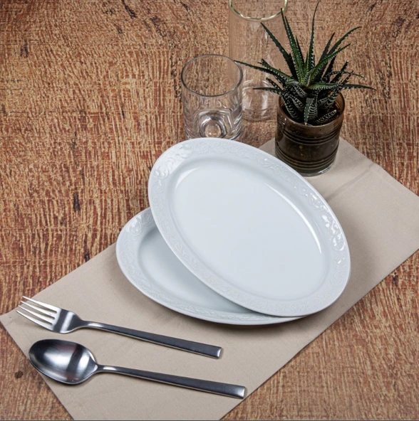 Güral Porselen Bahar Dalı 2'li Kayık Tabak Seti 30 Cm - Resim 4