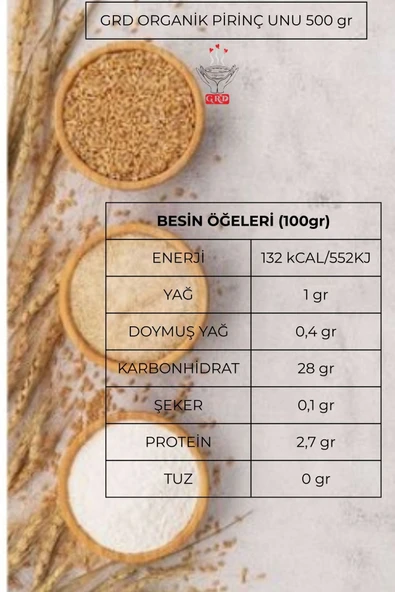 GRD ORGANİK PİRİNÇ UNU 500 gr - 4