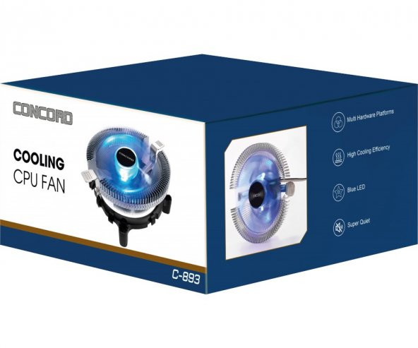 Concord C-893 Işıklı Blue Universal LGA CPU İşlemci Fanı - 7