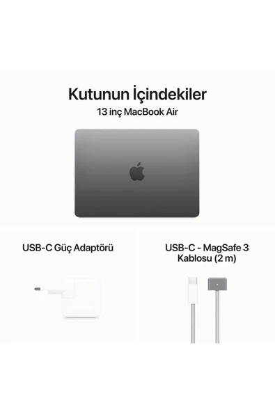 13-inch MacBook Air: Apple M3 chip with 8-core CPU and 10-core GPU, 24GB, 512GB SSD - Uzay Grisi - 9