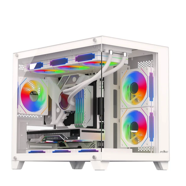 James Donkey Stark S700 3xARGB Temperli Cam mATX Beyaz Gaming Oyuncu Kasa