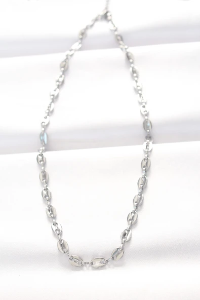316L Çelik Özel Seri   Silver Renk Gemici Zincir Kolye - 2