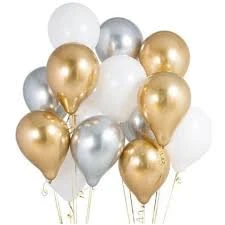 30 ADET BEYAZ-GOLD-GÜMÜŞ BALON SETİ - 2
