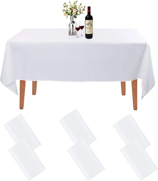 BEYAZ MASA ÖRTÜSÜ VE GOLD MASA ETEĞİ - Resim 3