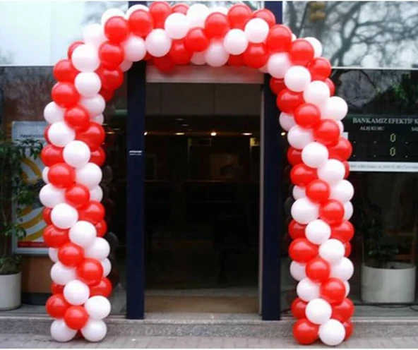 100 ADET KIRMIZI-BEYAZ BALON SETİ VE BALON BALON ZİNCİRİ