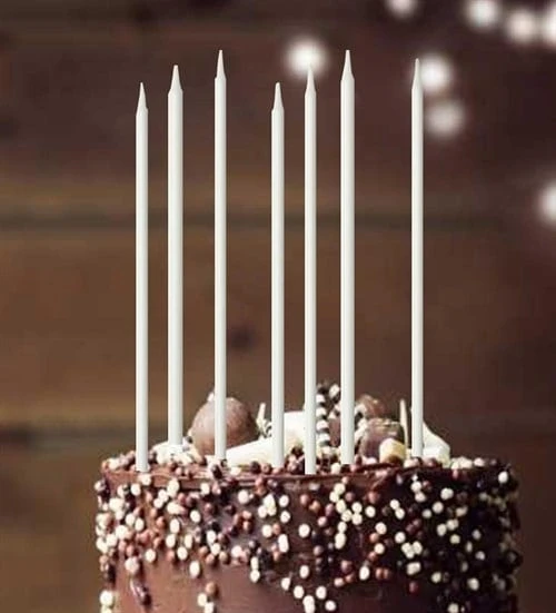 METALİK BEYAZ UZUN MUM 15 CM 10'LU ürün görseli 1