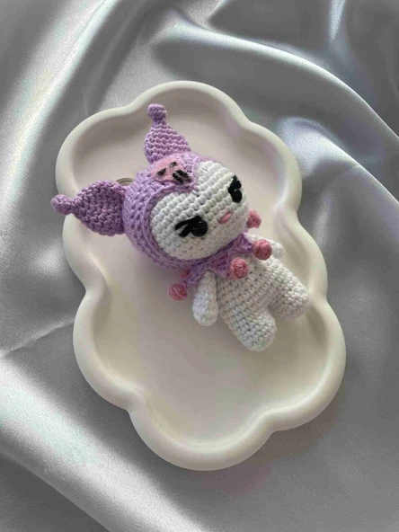 Amigurumi Anahtarlık  El Yapımı Kuromi 12 cm Lila