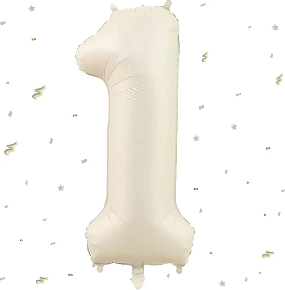 1 YAŞ BEJ RENK FOLYO BALON 34 INC 86 CM ürün görseli 1