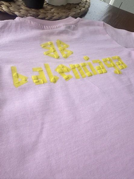 "Balenciaga" Baskılı Çocuk Tişört – Pembe - 2