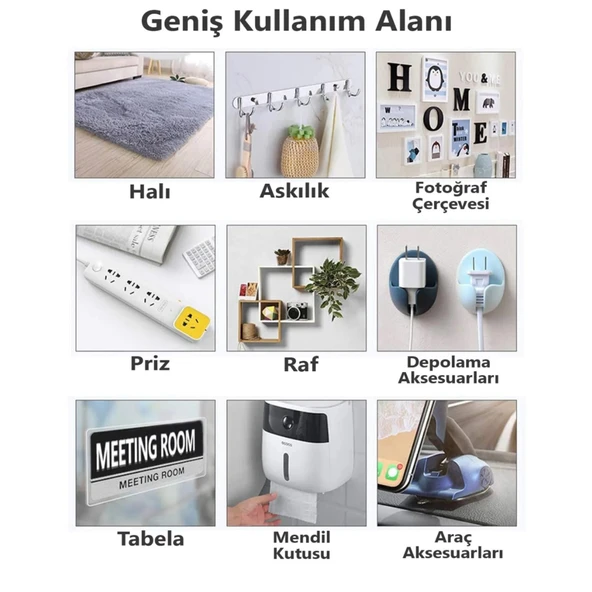 Duvara Tablo Albüm Obje Dekor Asmak Için Iz Bırakmaz Çift Taraflı Nano Bant 1 Mt Güçlü Yapıştırıcı - Resim 8