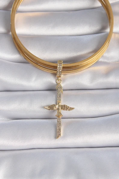 Pirinç Gold Renk Zirkon Taş Detaylı Elif Model Anka Kuşu Figür Ajda Charm - 2