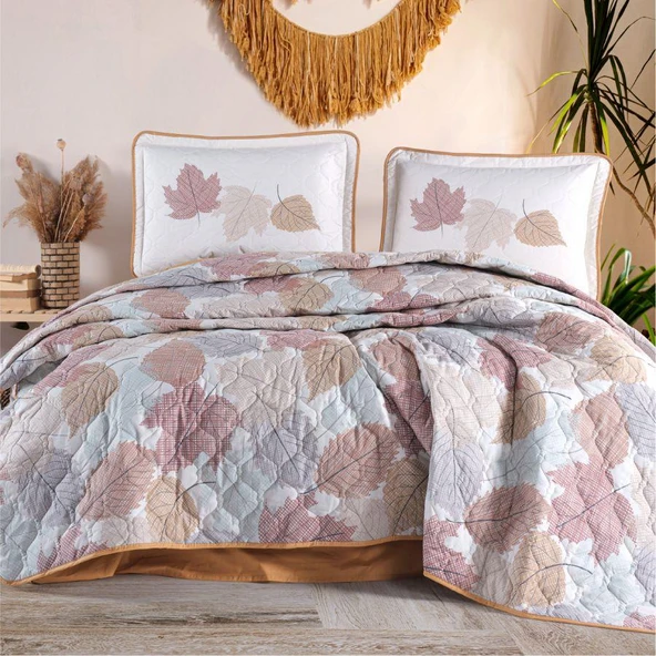 Clasy %100 Pamuk Çift Kişilik Yatak Örtüsü Seti Samba V1 Zencefil