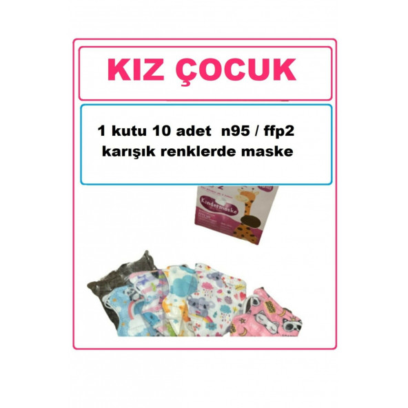 1 Kutu/10 Ad. Kız N95 Kız Çocuk Maske Ffp2 Karışık Renk 10lu Kutu Kız Çocuk N95 Maskesi Ffp2_ - 7