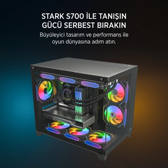 James Donkey Stark S700 3xARGB Temperli Cam 750W 80+ Bronze mATX Siyah Gaming (Oyuncu) Kasa - 2