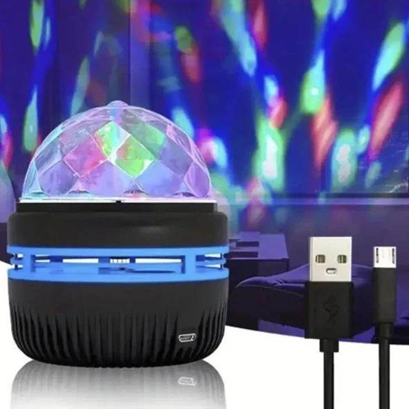 LEDX YQX-6888 MİNİ USBLİ 3W ŞARJLI SİHİRLİ RGB LED DİSKO TOPU - 3