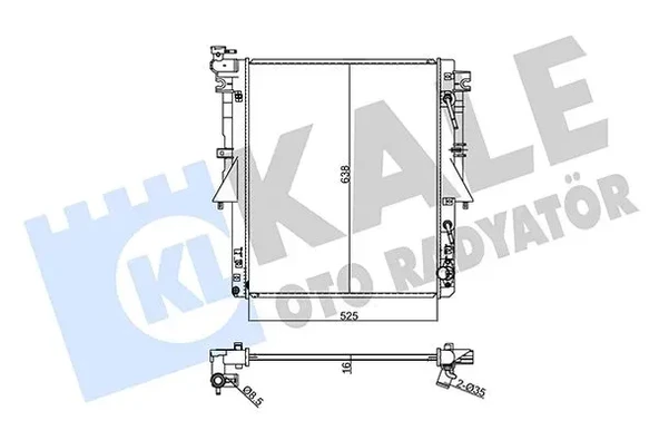 SU RADYATORU FIAT FULLBACK 2.4D 16=>-MITSUBISHI L200 / TRITON 2.4D 15=> AT [BRAZING] [525X638X16] KALE 355065