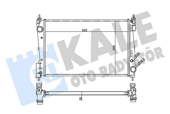 SU RADYATORU OPEL CORSA D 1.3CDTI 06=> - FIAT PUNTO GRANDE PUNTO 1.3DMTJ 05=> MT BRAZING 620X398X26 KALE 355625 ürün görseli