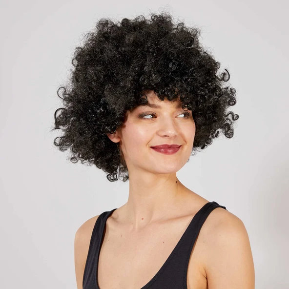 Siyah Renk Kıvırcık Afro Bonus Peruk - 2
