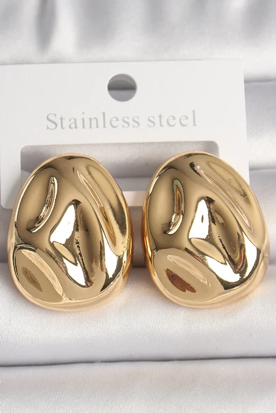 Pirinç Gold Renk İşlemeli Damla Model Kadın Küpe - TJ-BKP10146