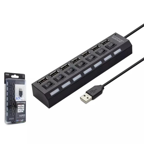 Usb Hub 7*Usb Siyah HDX7001