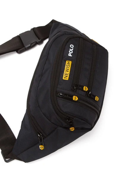Erkek Bel Çantası Çapraz Çok Cepli Su Geçirmez Kumaş Göğüs Çapraz Kulaklık Çıkışlı Çanta - 7