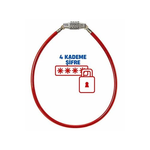 4 Kademe Şifreli 50 cm Bisiklet Kilidi
