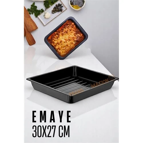 Emaye Fırın Tepsisi Siyah - Dikdörtgen Emaye Fırın Tepsisi 30X27 Cm