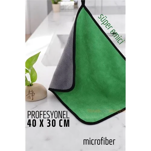 Çift Yüzeyli Profesyonel Microfiber Havlu - Süper Emici Temizlik Bezi  40 x 30 cm