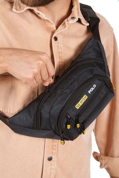 Erkek Bel Çantası Çapraz Çok Cepli Su Geçirmez Kumaş Göğüs Çapraz Kulaklık Çıkışlı Çanta
