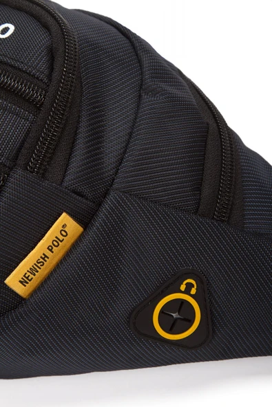 Erkek Bel Çantası Çapraz Çok Cepli Su Geçirmez Kumaş Göğüs Çapraz Kulaklık Çıkışlı Çanta - 6