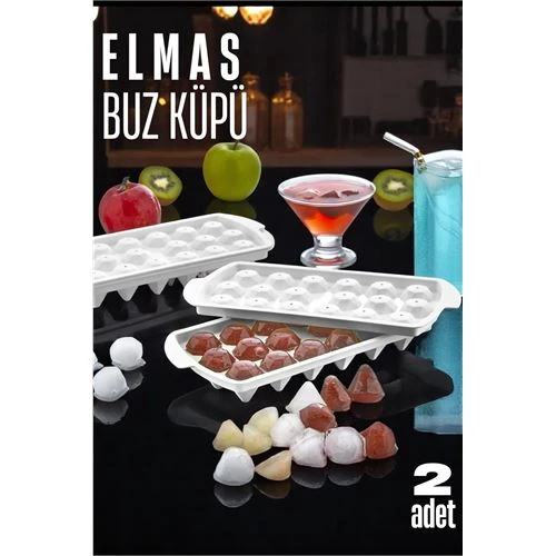 ModaCar Buz Kalıbı ELMAS İçecek Buz Kalıbı - Mutfak Buz Kalıbı Kolay Çıkarılır Buz Kalıbı 2 ADET
