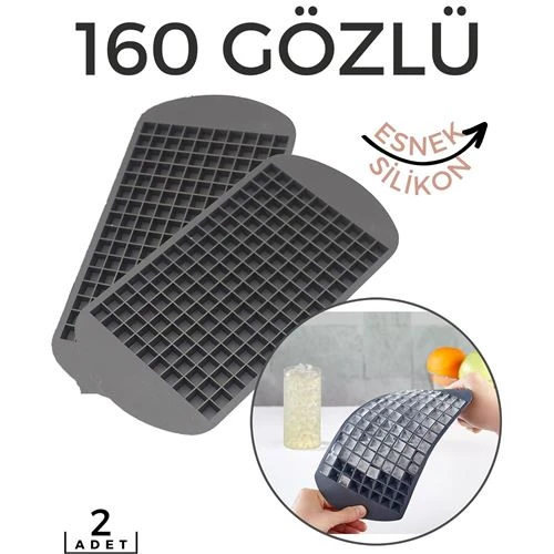 Hızlı Mini Buz Kalıbı 2 li 160 Bölme Esnek Silikon