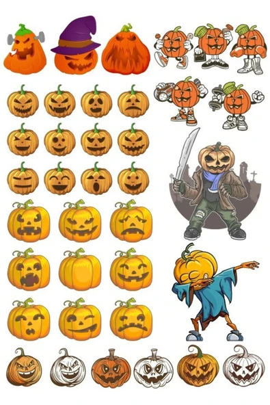 happy halloween Sticker Set-3 20 Parça Telefon, Tablet, Defter, Laptop Sticker ürün görseli 1