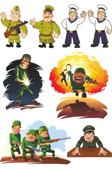 Asker Sticker Set-1 8 Parça Telefon, Tablet, Defter, Laptop Sticker ürün görseli 1