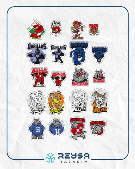 Takım Maskotları Sticker Set-1 20 Parça Telefon, Tablet, Defter, Laptop Sticker ürün görseli 1