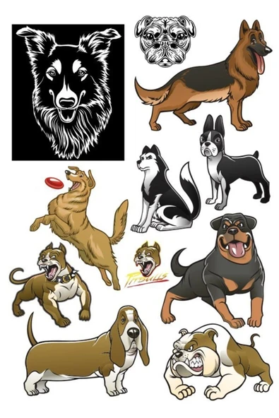 Köpek Sticker Set-2 11 Parça Telefon, Tablet, Defter, Laptop Sticker ürün görseli 1
