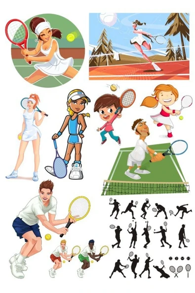 Tenis Sticker Set 20 Parça Telefon, Tablet, Defter, Laptop Sticker ürün görseli 1