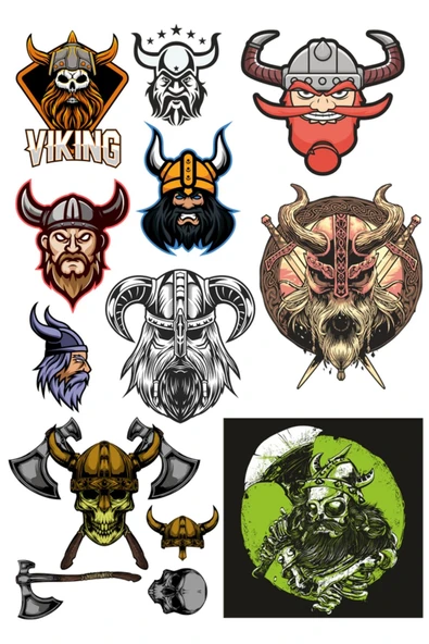 Vikingler Stikcer Set-2 13 Parça Telefon, Tablet, Defter, Laptop Sticker ürün görseli 1