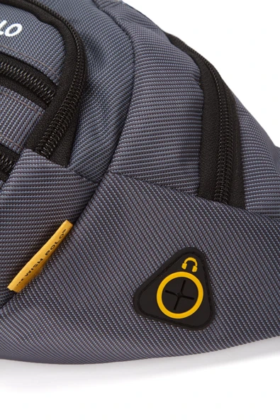 Erkek Bel Çanta Çapraz Çok Cepli Su Geçirmez Kumaş Göğüs Çapraz Kulaklık Çıkışlı Çanta - 6