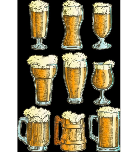 Bira Bardağı Sticker Set-1 9 Parça Telefon, Tablet, Defter, Laptop Sticker ürün görseli 1