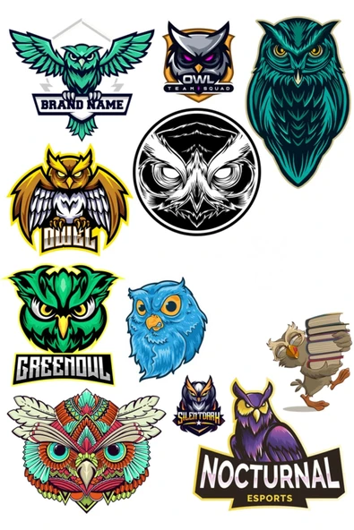 Baykuş Sitcker Setr-1 12 Parça Telefon, Tablet, Defter, Laptop Sticker ürün görseli 1