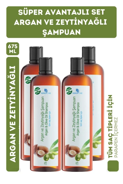 Hunca Care Argan ve Zeytinyağlı Saç Şampuanı 700 ml 4 Adet