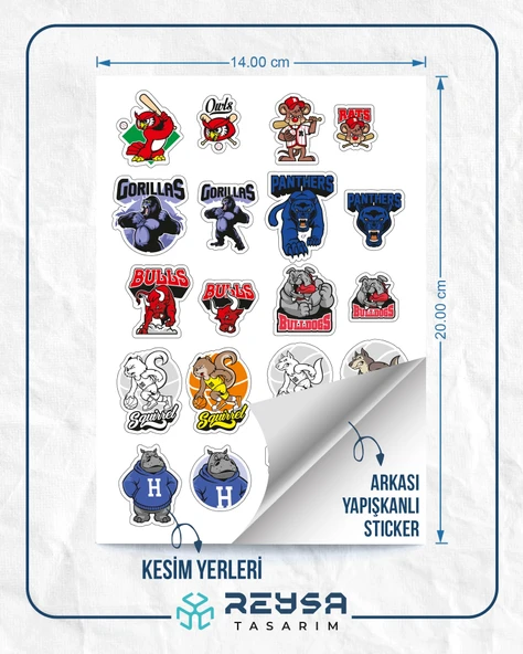 Takım Maskotları Sticker Set-1 20 Parça Telefon, Tablet, Defter, Laptop Sticker - Resim 2