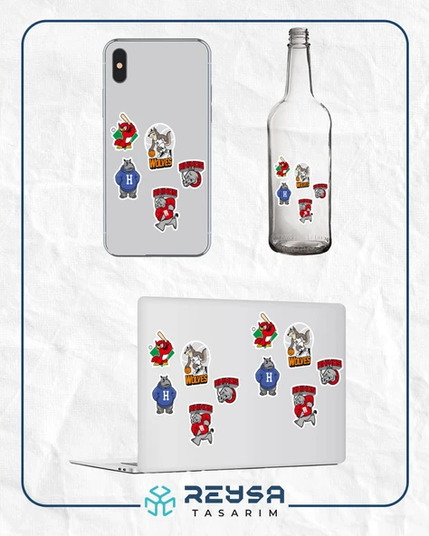 Takım Maskotları Sticker Set-1 20 Parça Telefon, Tablet, Defter, Laptop Sticker - Resim 3