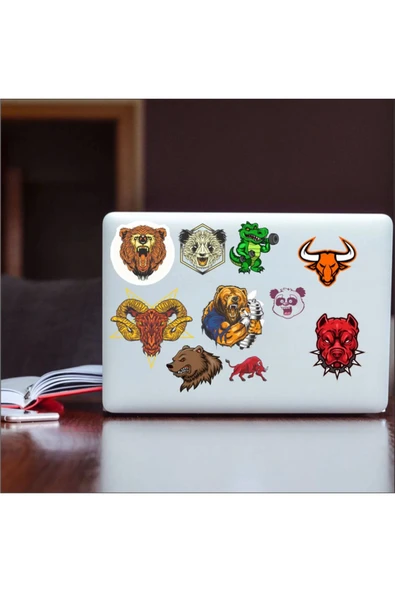 Siyah Beyaz Hayvanlar Sticker 8 Parça Telefon, Tablet, Defter, Laptop Sticker - Resim 2