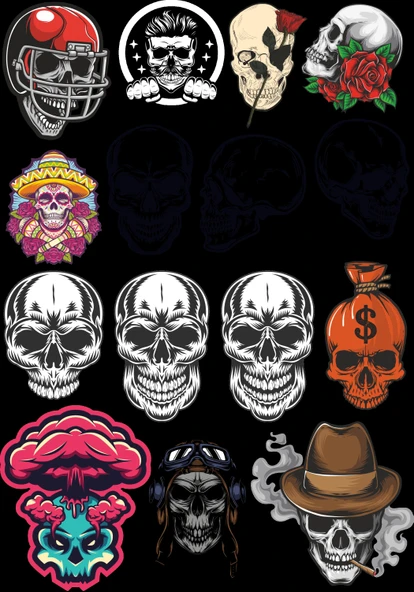 İskelet Sticker Set-6 15 Parça Telefon, Tablet, Defter, Laptop Sticker ürün görseli 1